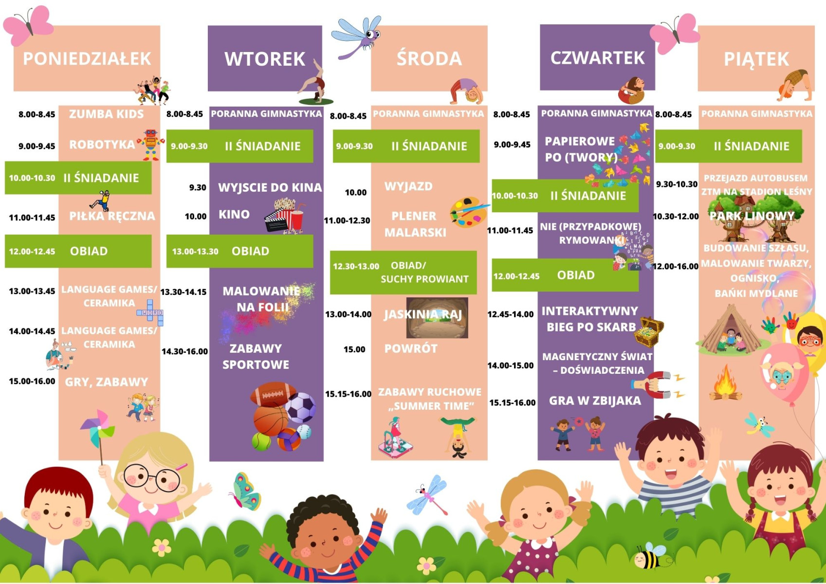 Summer Camp - ramowy plan dnia